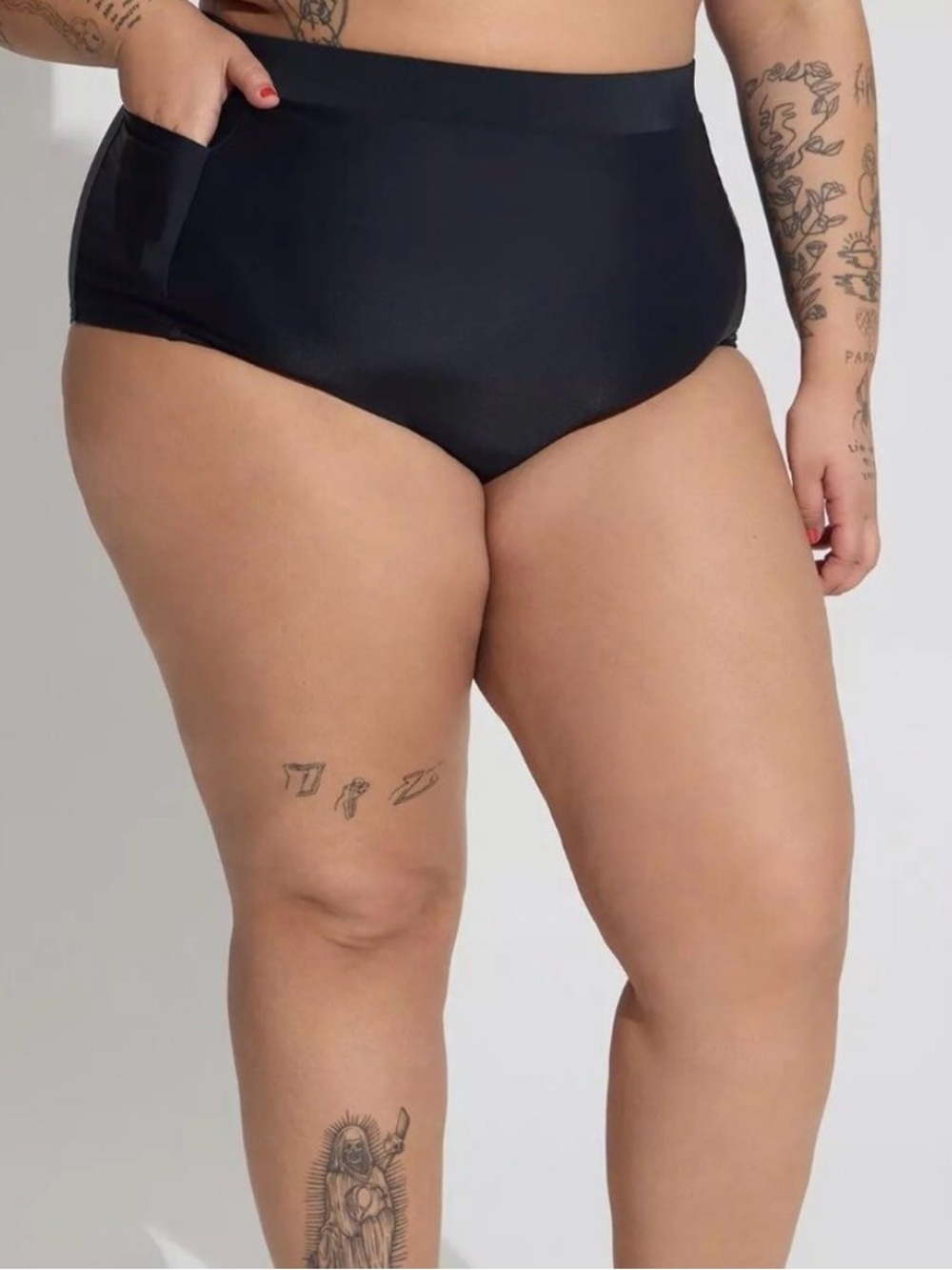 torrid Black High-Waist Swim Brief with Side Pocket